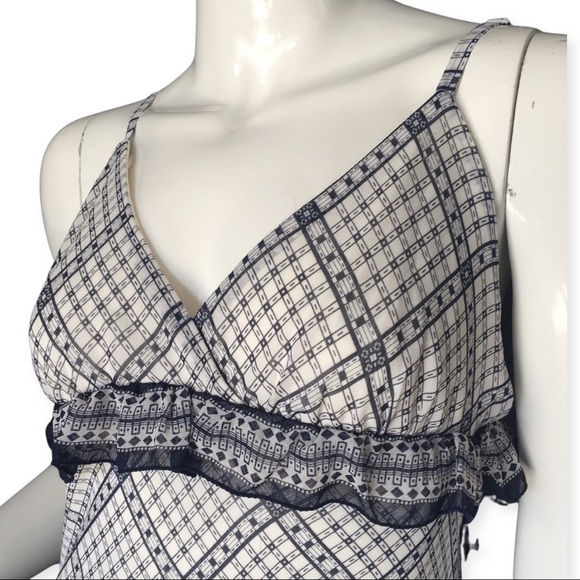 Max Studio Ruffle Maxi Summer Dress diamond print empire waist Sleeveless - Picture 5 of 7